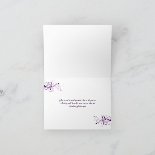 Paarse Sering Witte Bloemige Bedankkaart (Binnen)