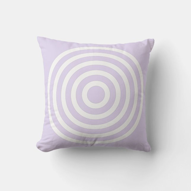 Paarse Sering & Witte Concentrische Cirkels Design Kussen (Voorkant)