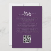 Paarse Sering Zilveren Bloemen QR Code Bruiloft Kaart (Achterkant)
