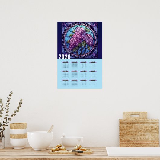 Paarse Seringe Muurkalender 2026 Poster (Keuken)