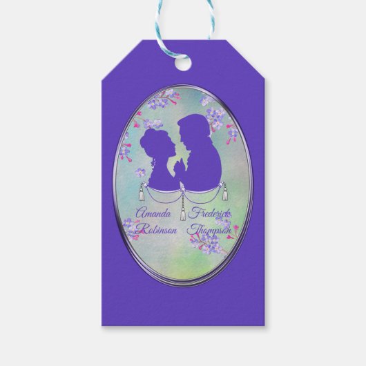 Paarse Seringebloem Bruiloft Cadeaulabel (Voorkant)