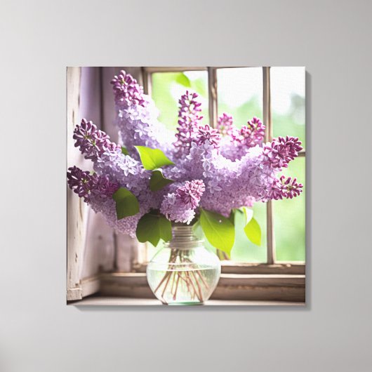 Paarse Seringeboeket Canvas Afdruk (Voorkant)
