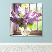 Paarse Seringeboeket Canvas Afdruk (Insitu (Houten vloer))