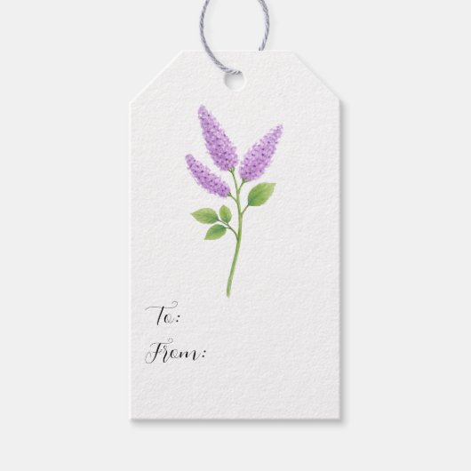 Paarse Seringehuwelijksbloemen Cadeaulabel (Voorkant)