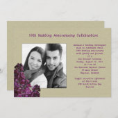 Paarse Seringen en Jute Uitnodiging voor Hernieuwi (Voorkant / Achterkant)