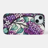 Paarse Seringen iPhone 15 Case (Achterkant horizontaal)