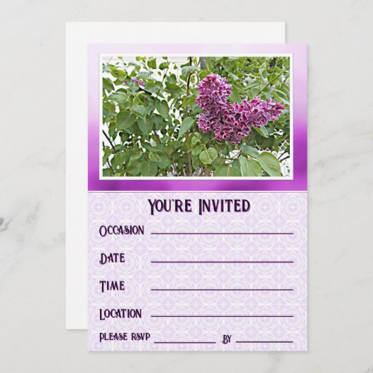 Paarse Seringen Nodigen U Uit voor een Bijzondere  Feestdagenkaart (Voorkant / Achterkant)