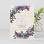 Paarse Seringen Romantische Bruiloft Kaart (Staand voorkant)