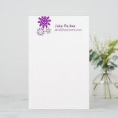 Paarse Set Tandwielen Briefpapier (Staand voorkant)