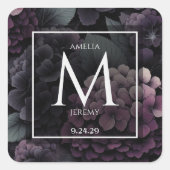 Paarse Sfeervolle Bloemen Vierkante Sticker (Voorkant)