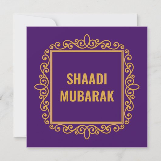   Paarse Shaadi Mubarak Kaart (Voorkant)
