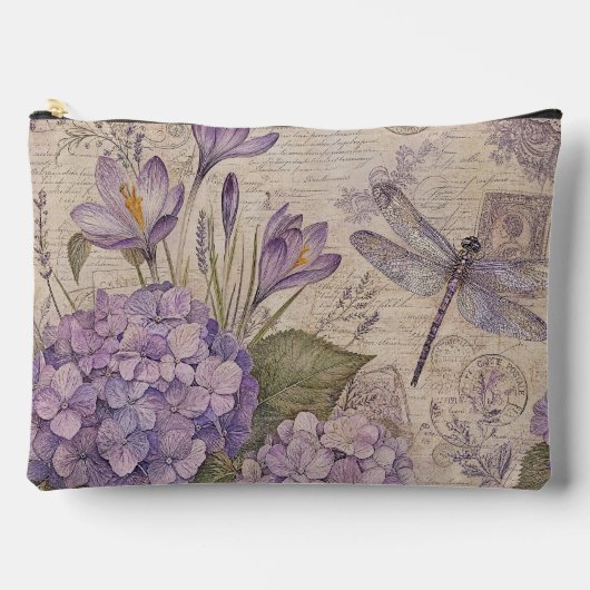 Paarse Shabby Chic Hortensia's Etui (Voorkant)