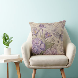 Paarse Shabby Chic Hortensia's Kussen