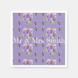 Paarse Shabby Pansy Decor Servet Doekjes lila