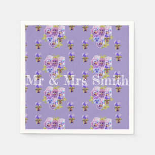 Paarse Shabby Pansy Decor Servet Doekjes lila
