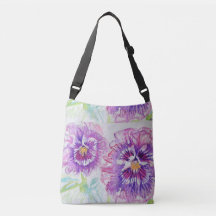 Paarse Shabby Pansy Waterverf Crossbody Bag art