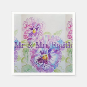 Paarse Shabby Pansy Waterverf Serviette Napkins Servet