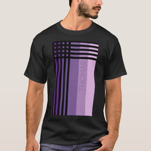 Paarse Shades en zwarte Stripes, gepersonaliseerde T-shirt (Voorkant)