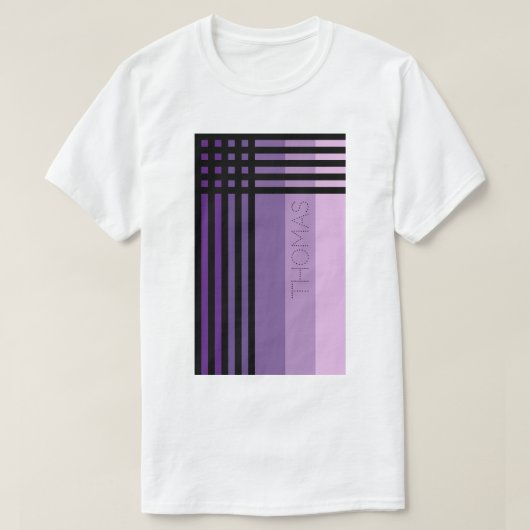 Paarse Shades en Zwarte Stripes, op maat gesneden T-shirt (Design voorkant)