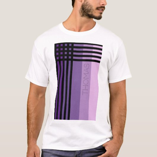 Paarse Shades en Zwarte Stripes, op maat gesneden T-shirt (Voorkant)