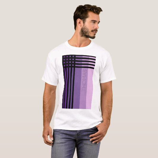 Paarse Shades en Zwarte Stripes, op maat gesneden T-shirt (Voorkant volledig)