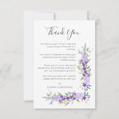 Paarse Shades Flowers & Branches Foto Wedding Bedankkaart (Achterkant)