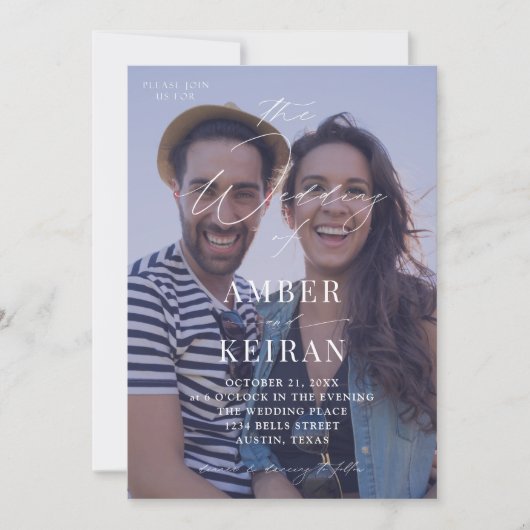 Paarse Shades Photo Wedding Kaart (Voorkant)