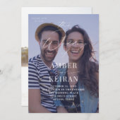 Paarse Shades Photo Wedding Kaart (Voorkant / Achterkant)