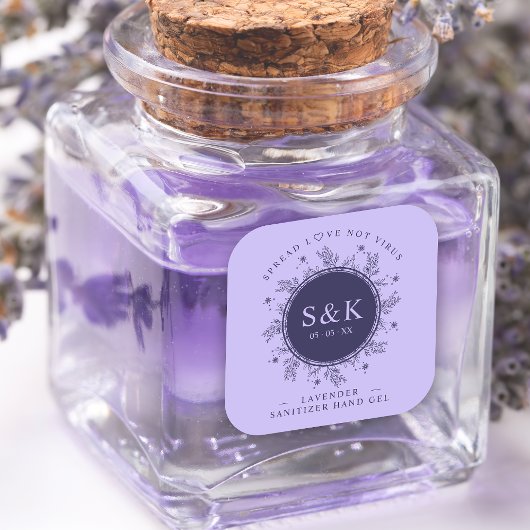 Paarse Shades Wildflower Wreatding Wedding Sanitiz Vierkante Sticker