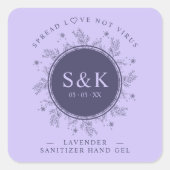 Paarse Shades Wildflower Wreatding Wedding Sanitiz Vierkante Sticker (Voorkant)