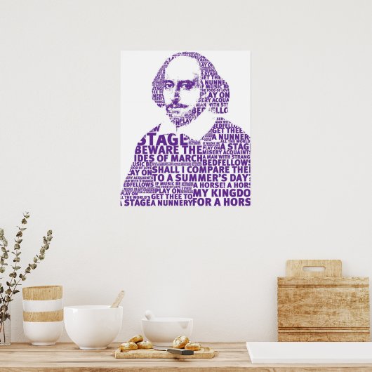Paarse Shakespeare tekst ontwerp Poster (Keuken)