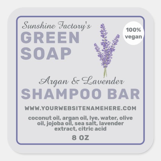 Paarse Shampoo Bar Label voor Pasteltinten (Voorkant)