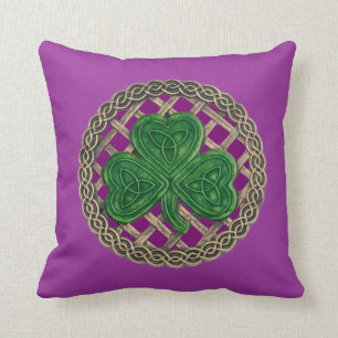 Paarse Shamrock en Keltische knopen omkeerbaar kus Kussen