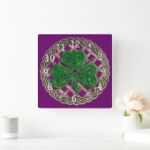 Paarse shamrock en Keltische knots Square klok (Huis)