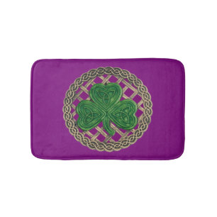 Paarse shamrock on Celtic Knots Bath Mat