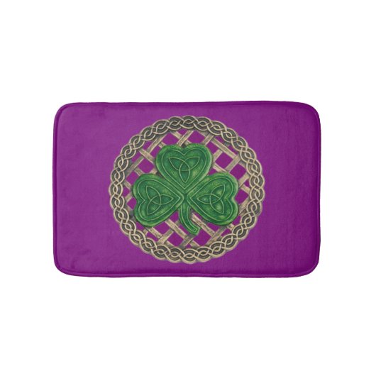 Paarse shamrock on Celtic Knots Bath Mat (Voorkant)