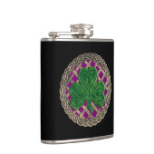 Paarse shamrock on Celtic Knots Flask Heupfles (Rechts)
