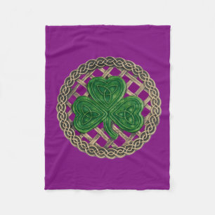 Paarse shamrock on Celtic Knots fleece Blanket Deken