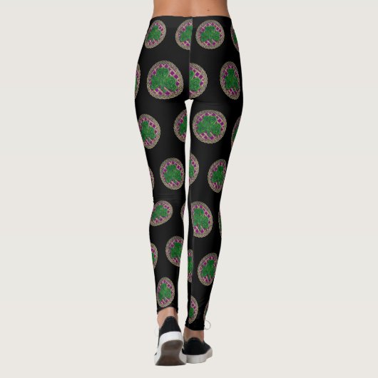 Paarse shamrock on Celtic Knots Leggings (Achterkant)