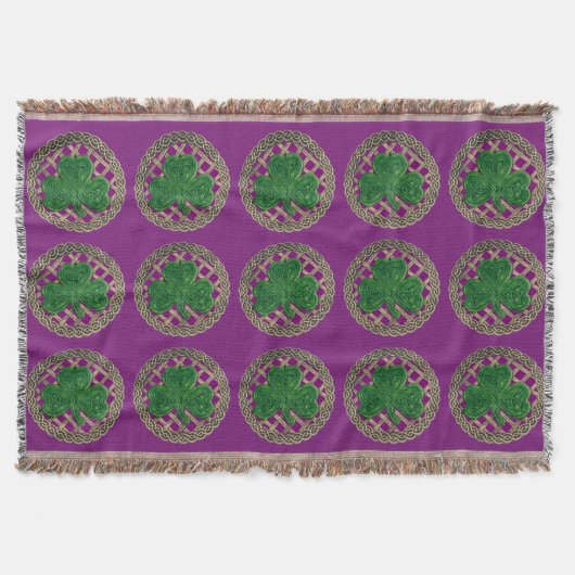 Paarse shamrock on Celtic Knowand Blanket Deken (Voorkant)