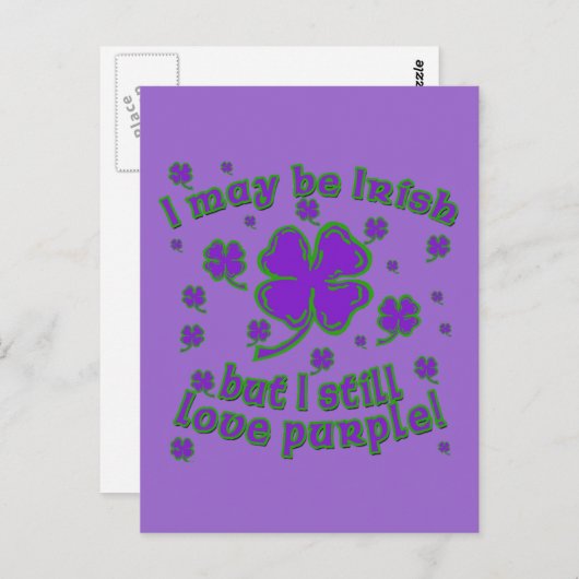 Paarse Shamrock St. Patrick's Day Design Briefkaart (Voorkant / Achterkant)