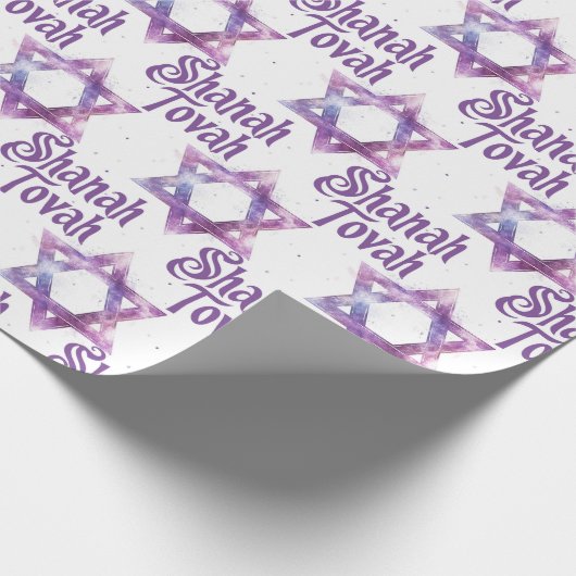 Paarse Shanah Tovah inpakvellen Cadeaupapier (Hoek)