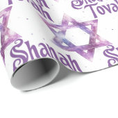 Paarse Shanah Tovah inpakvellen Cadeaupapier (Rol Hoek)