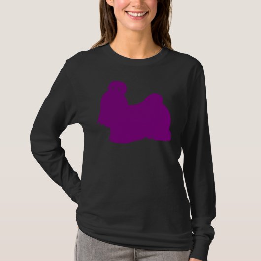 Paarse Shih Tzu Silhouette T-shirt (Voorkant)