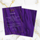 Paarse Shimmer & Gouden Ringen Trouwdetails Informatiekaartje