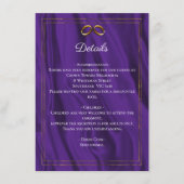 Paarse Shimmer & Gouden Ringen Trouwdetails Informatiekaartje (Voorkant)