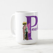 Paarse Shimmer Illustrated Letter P Koffiemok (Voorkant links)