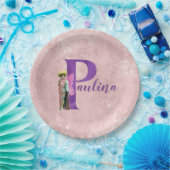 Paarse Shimmer Illustratieve letter P Naam toevoeg Papieren Bordje (Feest)