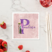 Paarse Shimmer Illustratieve letter P Naam toevoeg Servet (Insitu)