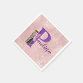 Paarse Shimmer Illustratieve letter P Naam toevoeg Servet (Hoek)